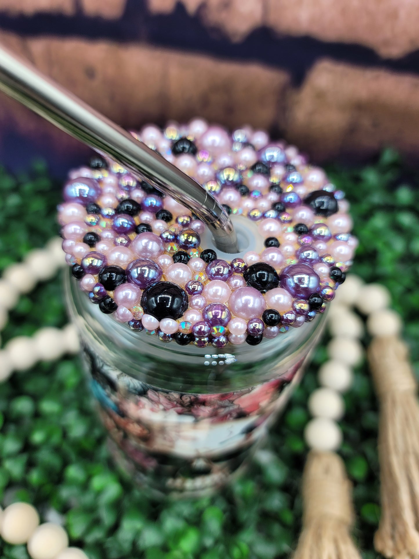 Floral Skull Libbey w/ Pearl Lid