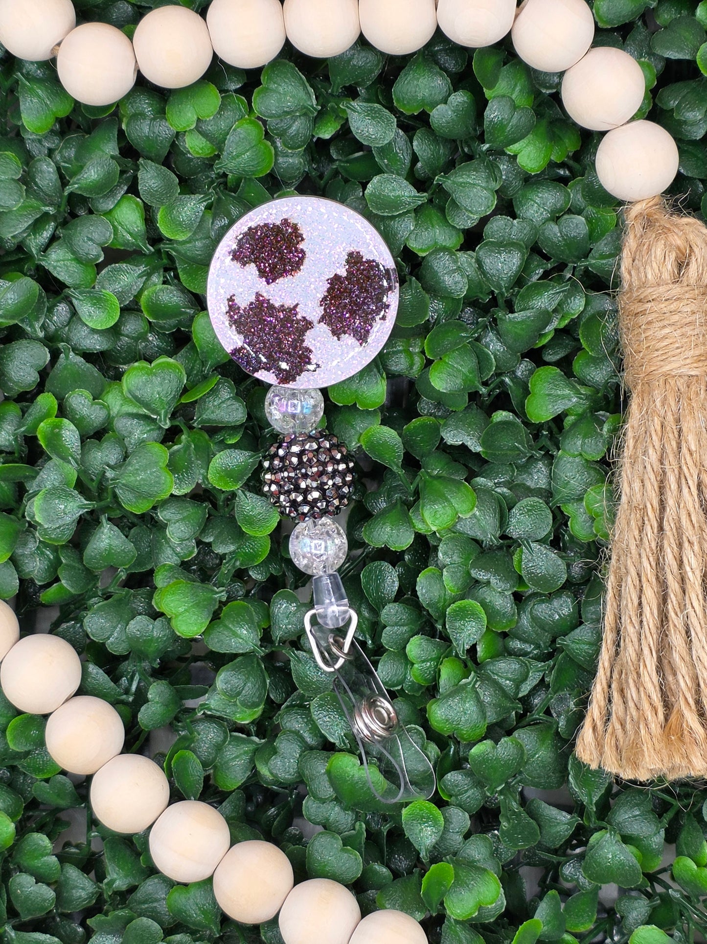 Cow Print Badge Reel