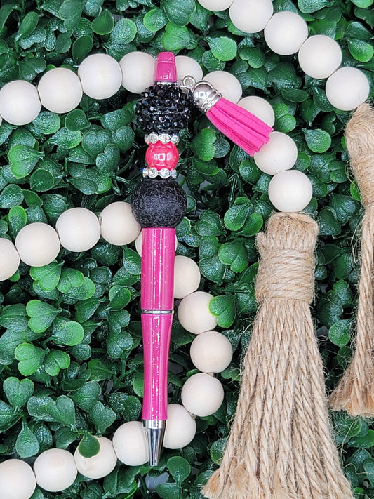 Pink & Black Beaded Pen