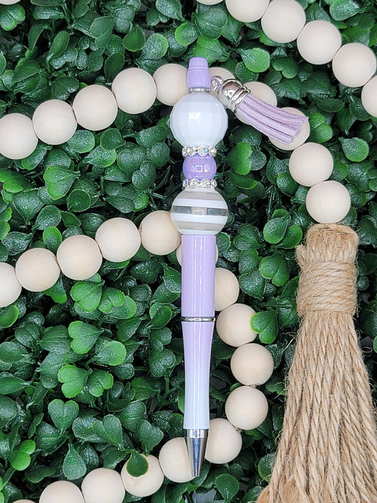 Lavender & White Beaded Pen