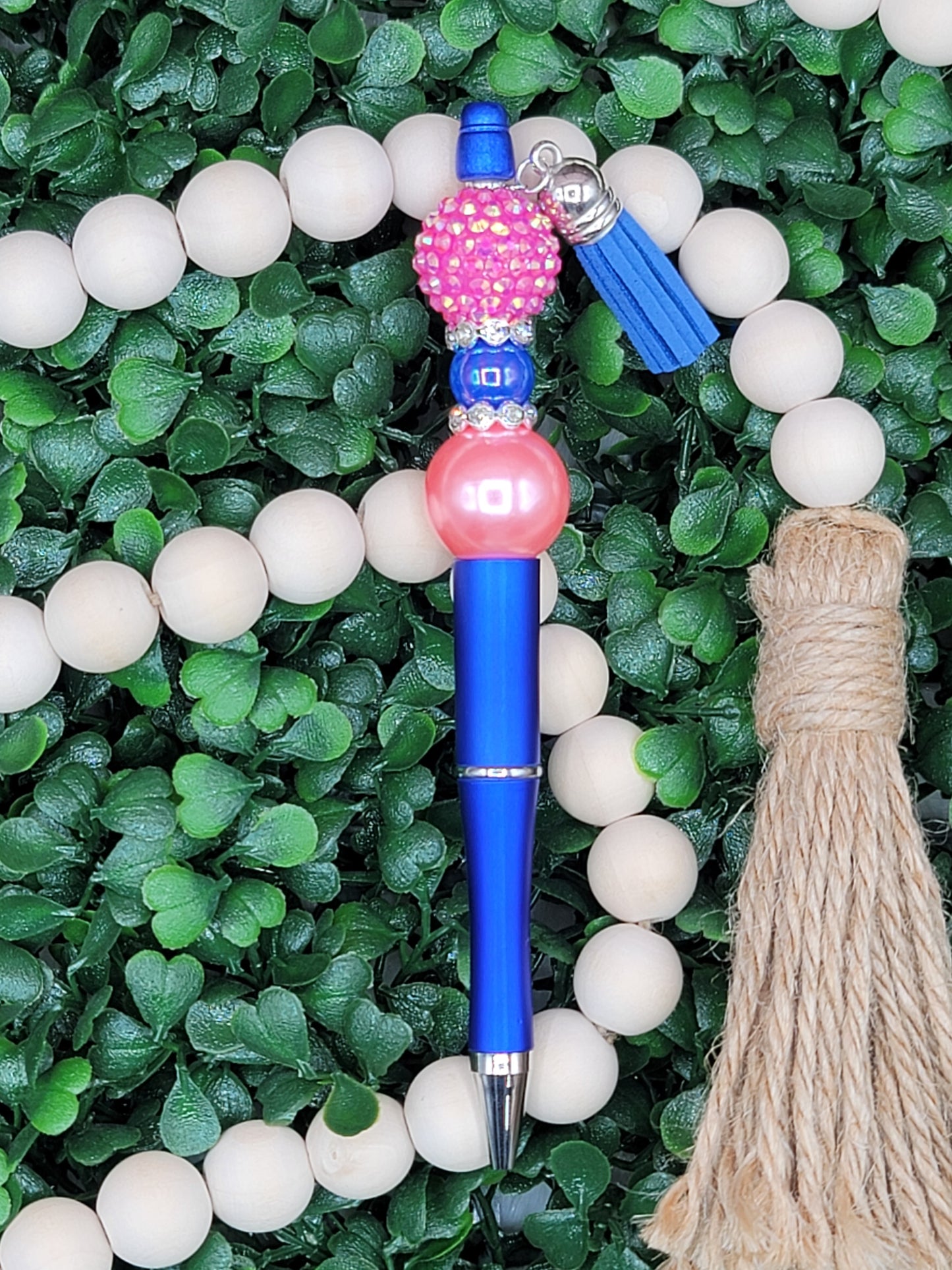 Blue & Pink Beaded Pen