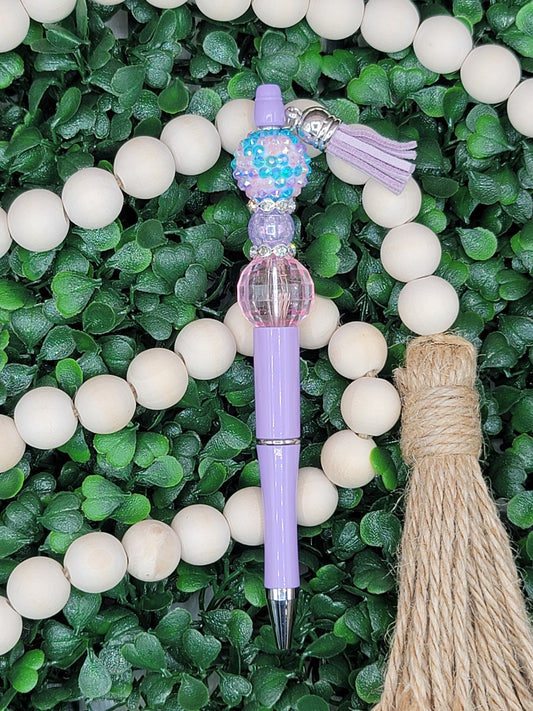 Purple, Pink & Blue Beaded Pen