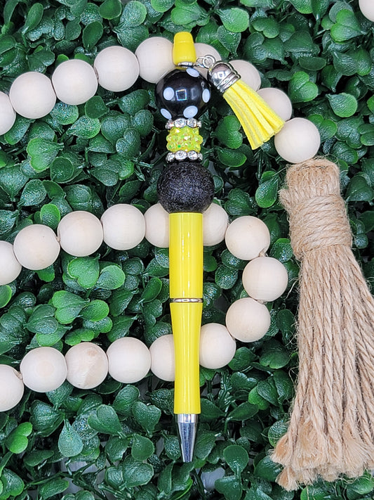 Yellow and Black Beaded Pen