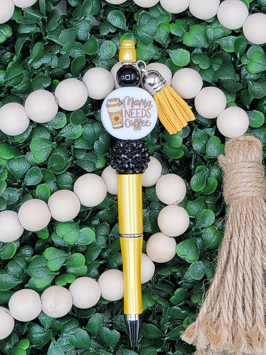 Mama Needs Coffee Beaded Pen