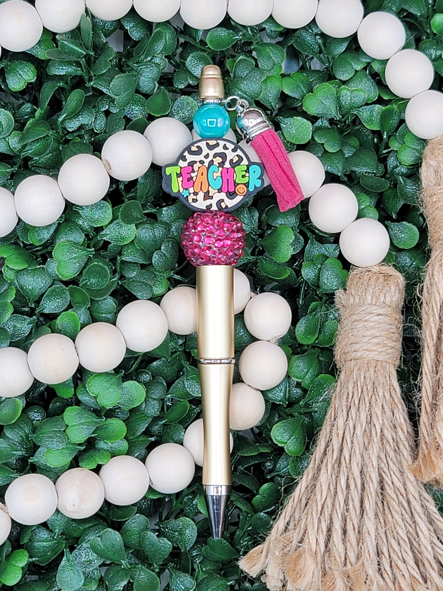 Leopard Teacher Beaded Pen