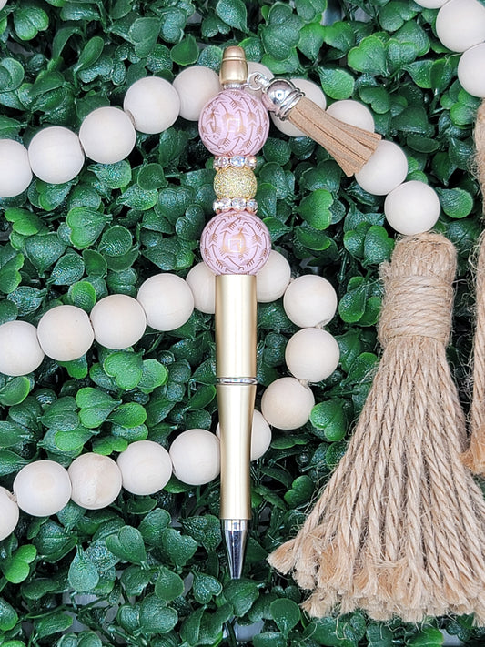 Gold & Pink Arrow Beaded Pen