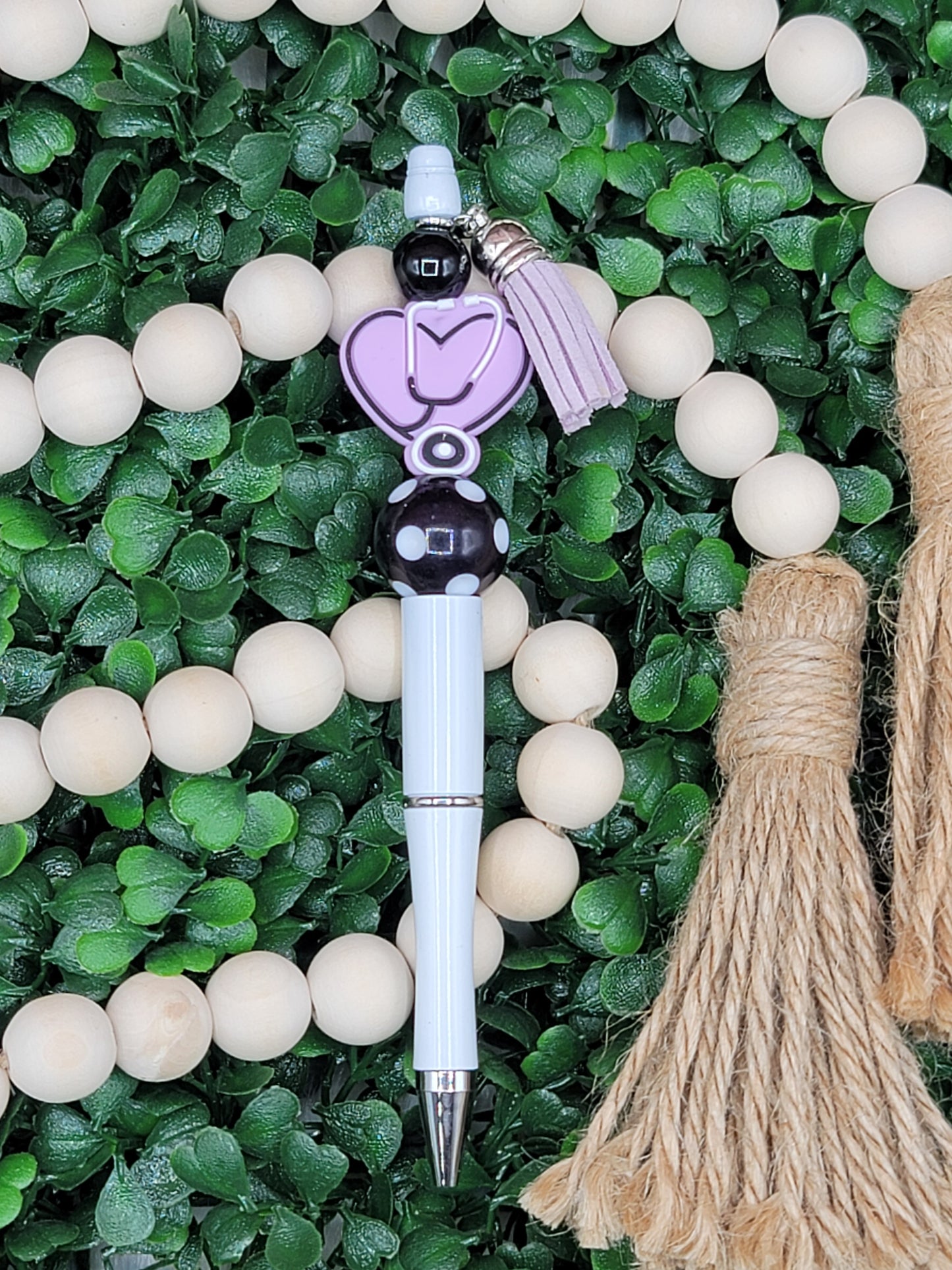 Purple Heart Stethoscope Beaded Pen