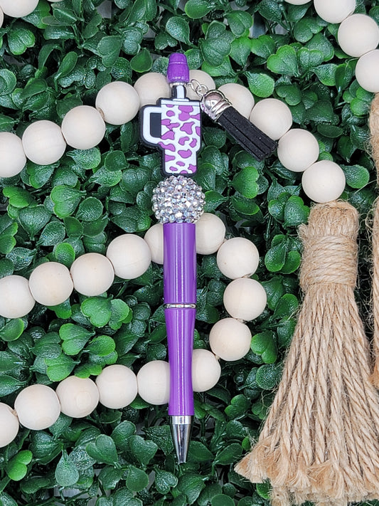 Purple Leopard Tumbler Beaded Pen