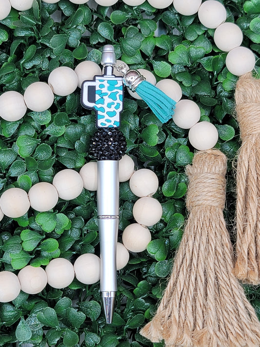 Teal Leopard Tumbler Beaded Pen