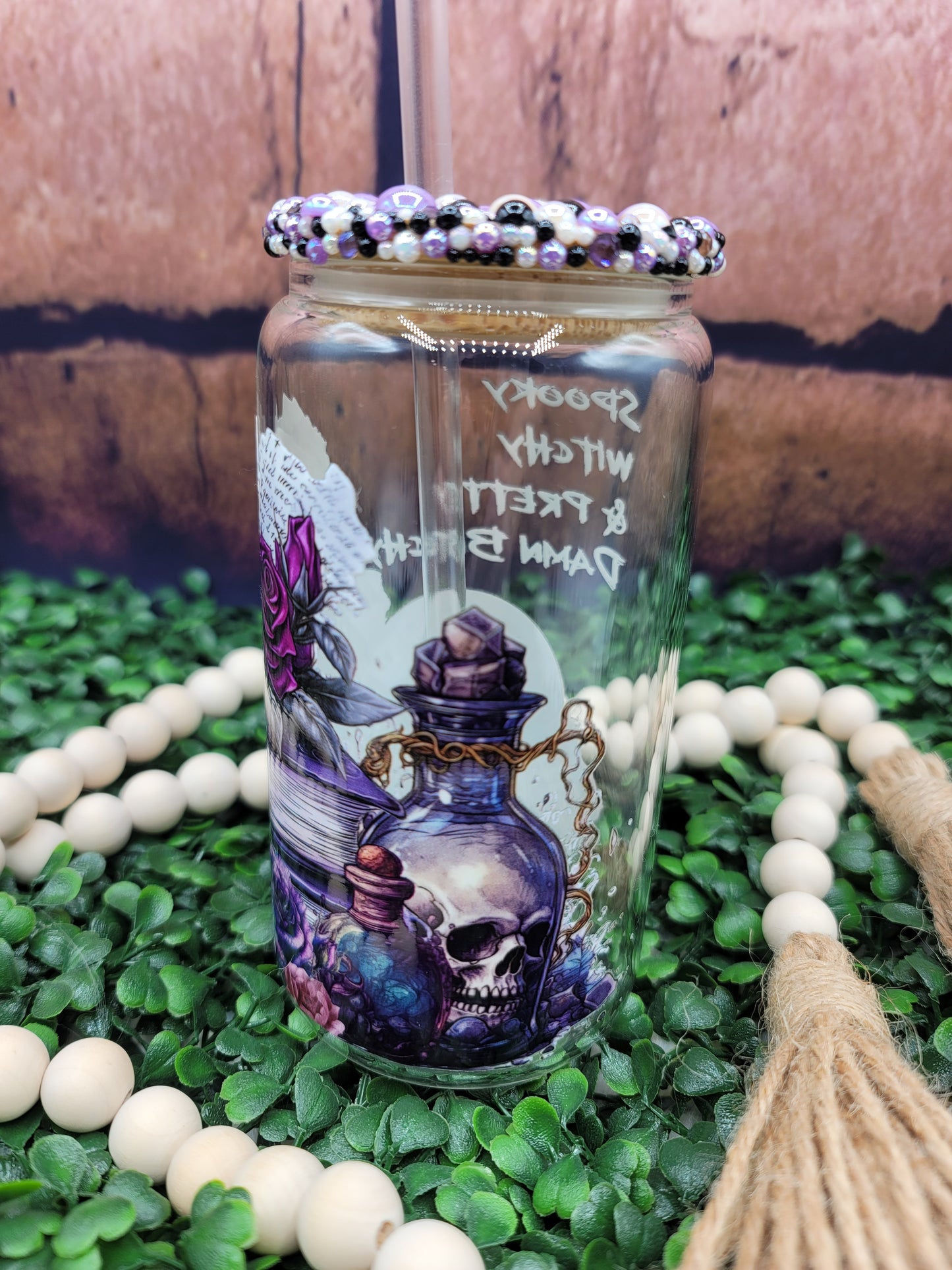 Spooky & Witchy Skull Libbey w/ Pearl Lid