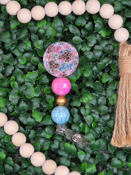 Floral Leopard Badge Reel